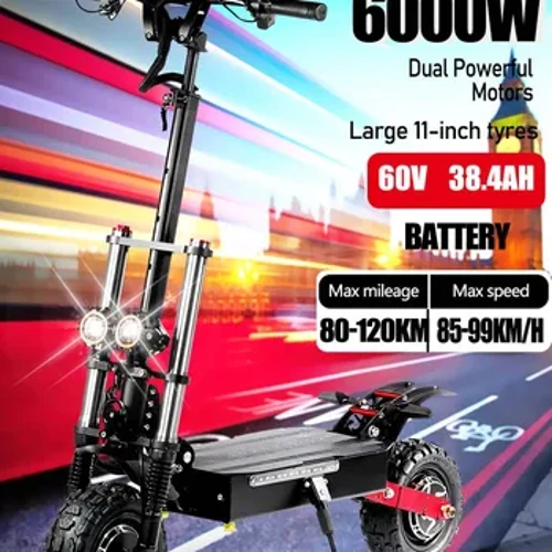 2024 Nye 6000W 60v 38,4ah elektrisk scooter med dobbelt motor max hastighed 85-99 km/t 11 tommer terrændæk EU-lager 5-7 dage hurtig levering