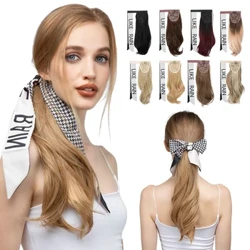 Premium syntheteschen gewellte Clip am Ponytail Mat Kappband Hoerverlängerung Fake Hoerpiece Blond Wrap Around Pigtail Glat Ponytail