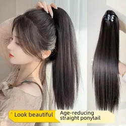 Tóc dài thẳng của phụ nữ kẹp tóc đuôi ngựa mở rộng tóc thực tế phần đuôi dài phần đuôi