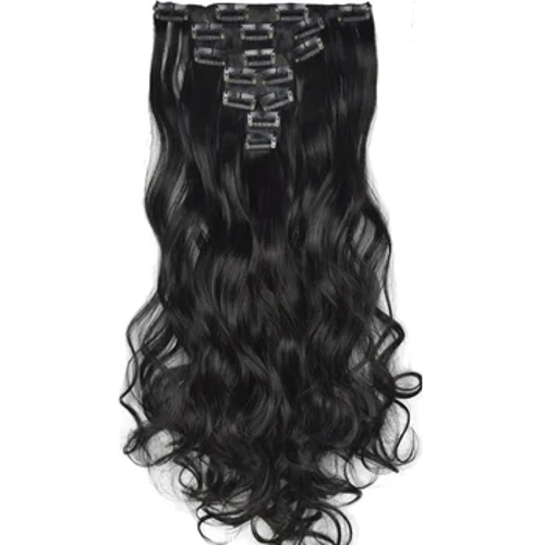 Fibra de pelo sintético resistente al calor onda del cuerpo 7 unids/set Clip en extensiones de cabello 7008