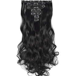 Ffibr Gwallt Synthetig Ton Corff sy'n Gwrthiannol i Gwres 7pcs/Clip set mewn Estyniadau Gwallt 7008