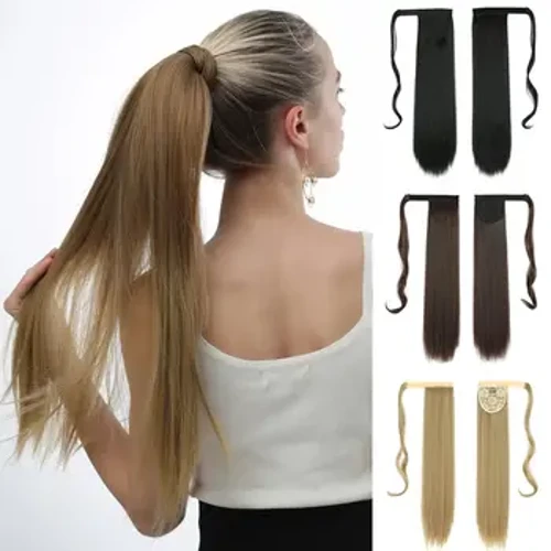 22 inch thẳng tóc đuôi ngựa Tóc tổng hợp phần mở rộng tổng hợp Tóc chống lại Kiểu tóc pony cho phụ nữ sử dụng hàng ngày