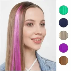 Clip In Long Straight Synthetic Hairpiece Rainbow Colored Hair Extensions Clip In Hair Accessories Straight Hair Extensions10 stk.