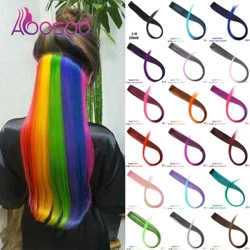 AOOSOO dungă curcubeu culoare sintetică roz, clemă extensie de păr, extensii de păr drepte, extensii de păr în cleme de păr