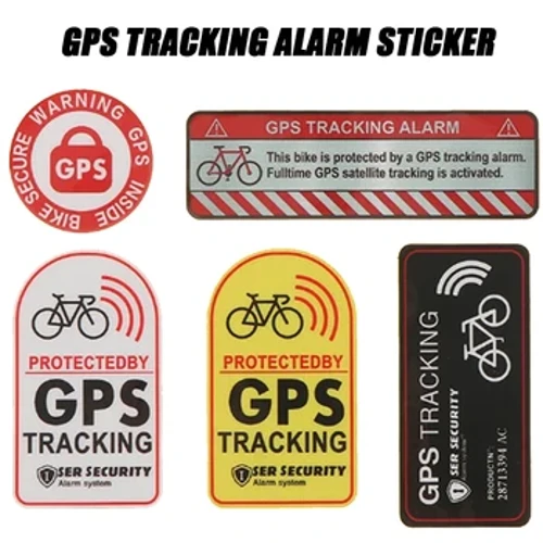 GPS Tracking Alarm Sticker MTB Road Bike Scooter Motorcycle Anti-Theft Decal Warning Reflective Paster Para sa Mga Accessory ng Bisikleta