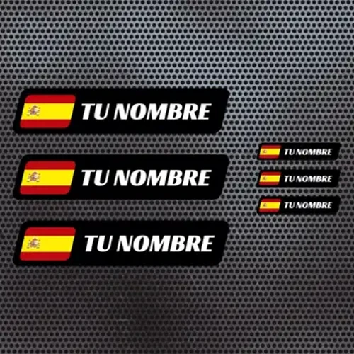 6 x drapeau Espagne nom autocollant vinyle casque BTT vélo personnalisable