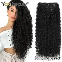 28'' I-Synthetic Kinky Curly Clip-in Hair Extensions Super Long Water Wave Clip Ezinweleni 160-200grams 4 Pcs Izingcezu Zezinwele Ezigcwele Zekhanda