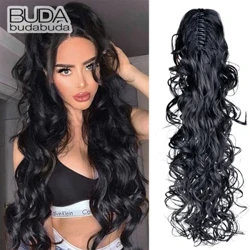 Estyniadau Gwallt Ponytail tonnog cyrliog Hir Clip Crafanc Claw Synthetig Ar Estyniadau Gwallt Ponytail Ar Gyfer Merched Ombre Blonde Hairpieces