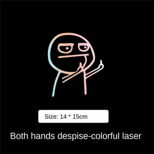 Kolo Cartoon Funny Middle Finger Reflexní Vinyl Samolepka na auto Obtisk Styling Dekor Exteriérové ​​doplňky 15cm*15cm