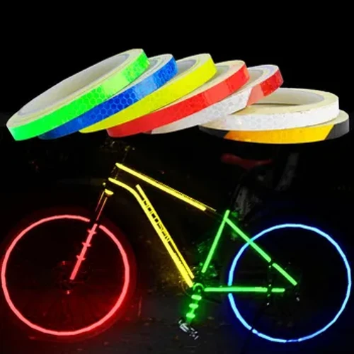 1Cm * 8M Xe Đạp Bánh Xe Dán Phản Quang Đi Xe Đạp Huỳnh Quang Dải Phản Quang Băng Dính Cho Xe Đạp MTB Cảnh Báo An Toàn trang Trí Stic