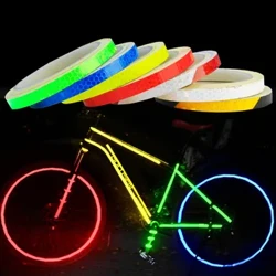 1cm * 8m Vëlo Rieder Reflektéierend Stickeren Vëlo Fluorescent Reflekt Strip Klebeband fir MTB Vëlo Warnung Sécherheetsdekor Stic
