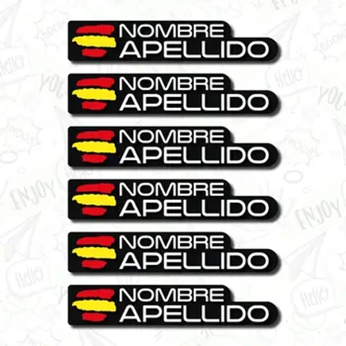 Bandeira 6X com nome ADESIVO personalizável de vinil para capacete de MTB BTT ADESIVO de bicicleta com nome e sobrenome ADESIVO impresso