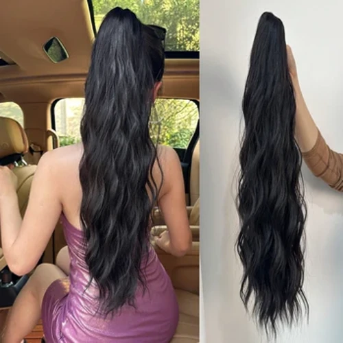 Ponytail Extensions Claw Clip Long Wavy Ponytail Extensions Fluffy Synthetic Ponytail Hairpiece Natural Soft Daily Use