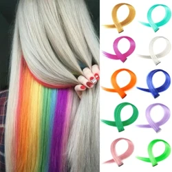 Extension capillaire synthétique longue et lisse pour femmes, postiche à haute température avec un Clip, cheveux colorés violet Rose rouge bleu Rose