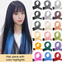 Perruque synthétique colorée suspendue à l'oreille, postiche teintée, naturelle, longue et lisse, Extension capillaire à Clip pour filles et femmes