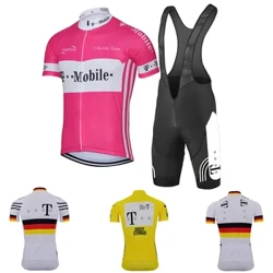Pria BARU Musim Panas Bersepeda Jersey Set MTB Pink Kemeja Lengan Pendek Sepeda Pakaian Balap Sepeda Ropa Ciclismo Wea BIB Celana Pendek Gel Pad