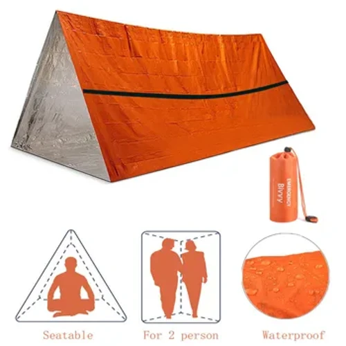 2 Persoons Noodonderdak Bivy Survival Tent Kit Mylar Tube Tent Slaapzak Waterdicht Buiten SOS Thermische Deken Herbruikbaar