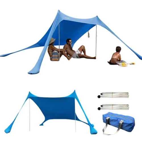 Strandzelt für den Außenbereich, Sonnenschutz, Camping-Sonnenschutz, Zelte, winddicht, einteiliges Stranddach, UPF50+, tragbares Familienzelt für Strand