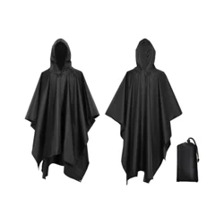 Poncho de chuva 3 em 1 à prova d'água, leve, com capuz, capa de chuva, tapete de piquenique, abrigo solar para acampamento ao ar livre, caminhadas, ciclismo