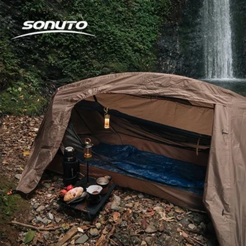 Sonuto-Tenda de acampamento para uma única pessoa, barraca leve de nylon, abrigo tático com rede mosquiteira, anti-mosquito, campo à prova d'água