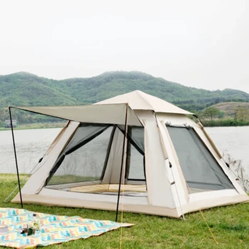 Automatisches Zelt 3-4 Personen wasserdichtes Campingzelt Einfaches One-Touch-Zelt Große Halle für Sonnenschutz, Reisen, Wandern