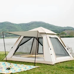 Automatesch Zelt 3-4 Persoun Waasserdicht Camping Zelt Einfach One-Touch Zelt Grouss Hal fir Sonnenschutz, Reesen, Wanderen