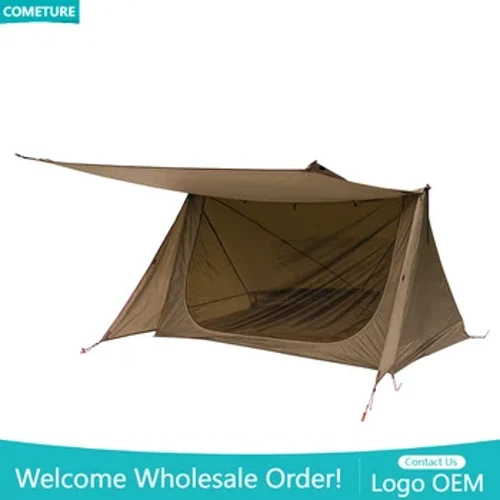 Haleleka Extralight 3 kau hale lole paʻa i ʻelua mau kānaka me ka ʻole o ka mākoi waho o ka hale hoʻomoana Hiking Bushcraft Shelter