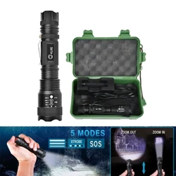 EZshoot Super Bright Long Range Powerful LED Flashlight With Protective Case And Battery Rechargeable orch Light High Zoomable