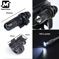 Tactical Fast Kypärä Scout Light Softair Teleskooppinen Zoom Taskulamppu 18mm Light Yksipuristinpidike Military Mini Spotlight