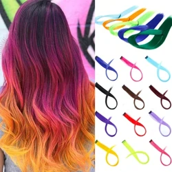 LUPU 22" extension sintetiche per capelli lunghi lisci arcobaleno con clip colorate in un unico pezzo, ombre rosa viola verde giallo