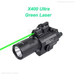 Punainen/vihreä lasertähtäin, Tactical Gun Light X400 Ultra -taskulamppu, sopii 20 mm:n kiskoihin, sopii Pistol Glock 17 -metsästysvaloon X400U