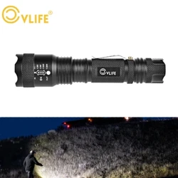 CVLIFE Flashlight LED pwerus gellir ailgodi tâl amdano Ultra Bright Zoom Torch Pŵer Uchel Tactegol Awyr Agored Gear gyda Argyfwng Ysgafn Ochr