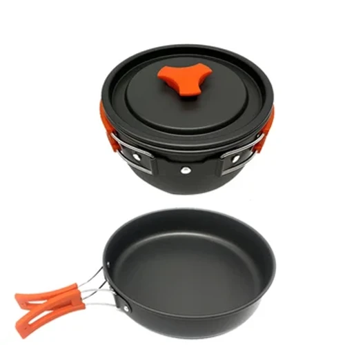 1Set Camping Kookgerei Kit, Pan, Pot En Deksel Set, Niet-klevende Vouw Kookpotten Set Camping Kookgerei Set Draagbare Outdoor Servies