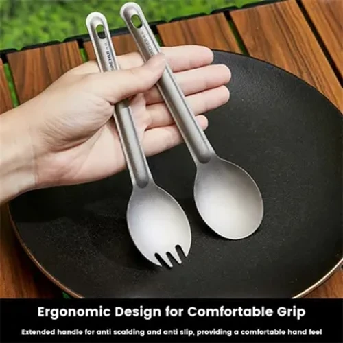 Gwersylla Titanium Spork Llwy Awyr Agored Fforch Ysgafn Llestri Bwrdd Heicio Picnic Cludadwy Teithio Ultralight Dinnerware 1PC