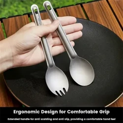 Кемпінг Titanium Spork Лыжка На адкрытым паветры Лёгкая відэлец Посуд Партатыўны Пікнік Турызм Падарожжа Звышлёгкі посуд 1 шт.