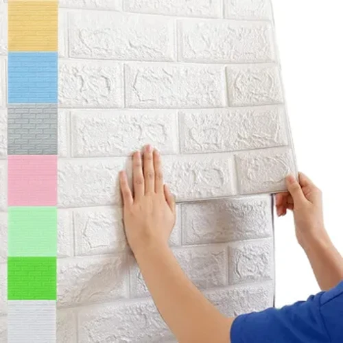 Azulejos de pared de espuma 3D, pegatinas de pared con diseño de ladrillo, paneles de pared, papel tapiz autoadhesivo impermeable para cocina y baño