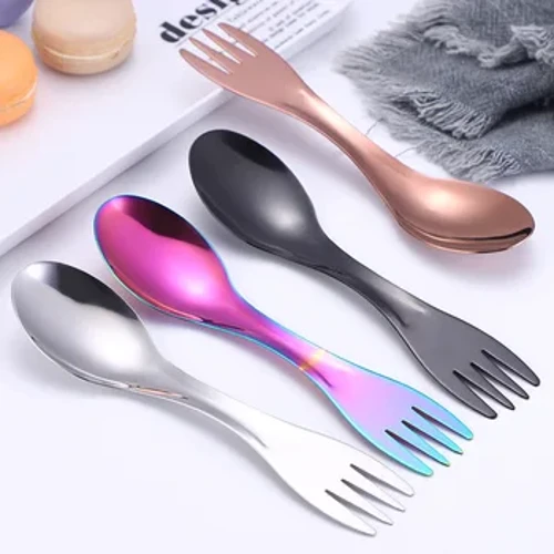 6 Dathanna Inaistrithe Cruach Dhosmálta Earraí boird scian fillte acra spúnóg tacair spúnóg Forc Scian Dinnerware Camping Cócaireacht flatware