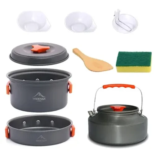 I-Widesea Camping Tableware I-Cookware yangaphandle Setha Izimbiza Izitsha ze-Bowler Ikhishi Izisetshenziswa zeGear Izitsha Zokuhamba Ngepikiniki