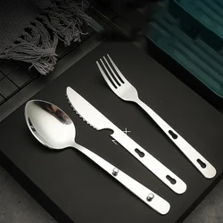 3pcs/set Portable Stainless Steel Tableware Knife Fork Spoon Isitsha Setha I-Outdoor Dinnerware Camping Cooking Flatware