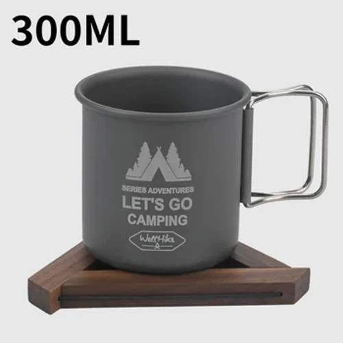 Mwg Gwersylla Awyr Agored 300ML Alwminiwm Alloy Dŵr Cwpan Handle Coffi Plygadwy Cwpan Cwrw Cludadwy Mwg Heicio Teithio Cegin Llestri Bwrdd