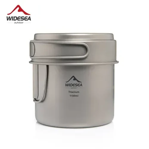 Widesea Camping Portable Mug Titanium Cooking 1100ML Pot Pan Folding Hands Hiking Outdoor Ultralight Tableware Cookware