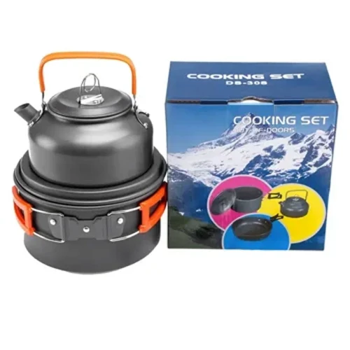 Set Offer Coginio Gwersylla Alwminiwm Nonstick Cludadwy Llestri Bwrdd Awyr Agored Tegell Pot Set Coginio padell Goginio ar gyfer Picnic Barbeciw Heicio