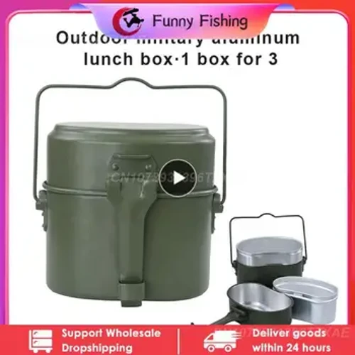 Sa 1 Aluminum Camping Lunch Box Army Canteen Cup Pot para sa Picnic Travel Water Cup Bowl Outdoor Military Cooking Cookware Set
