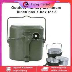 An 1 Aluminium Camping Mëttegiessen Box Arméi Kantin Coupe Pot fir Picknick Rees Waasser Coupe Schossel Outdoor Militär Kachen Kachgeschir Set
