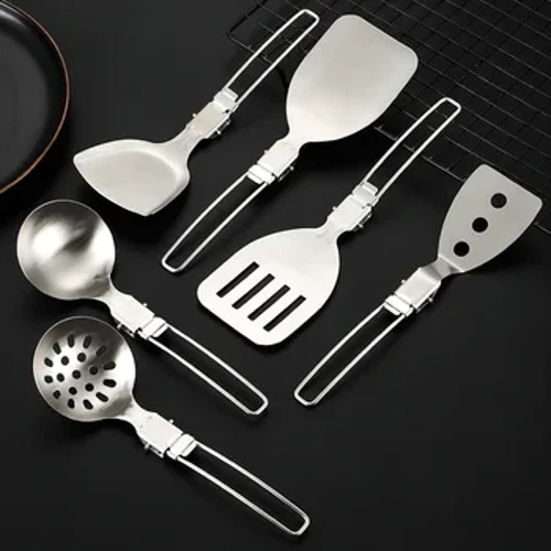 Thìa gấp bằng thép không gỉ Thực phẩm Turner Nấu ăn ngoài trời Phụ kiện Thiết bị cắm trại ngoài trời Dụng cụ nấu ăn nhà bếp