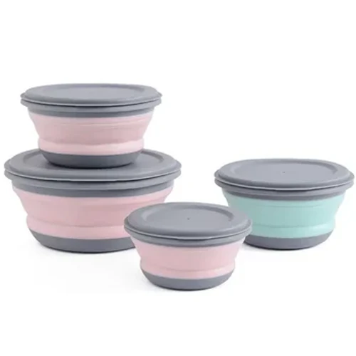 3 unids/set vajilla de silicona plegable, contenedor de comida portátil, plato de ensalada, viaje de Camping, tazón de comida al aire libre para acampar