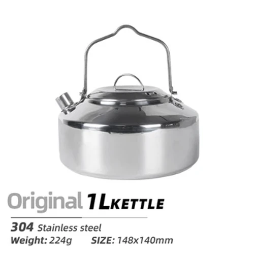 1L Portable Camping Kettle Mini Camping teapot Chuma cha pua Chemsha Maji Bia Kettle Lightweight Backpacking Backpacking Cookware