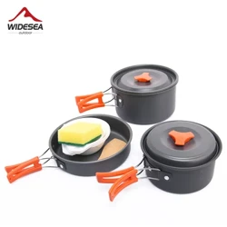 Widesea Camping Outdoor Cookware Set Tableware Cooking Cutlery Utensils Hiking Picnic Travel Equipment Tourist Cooker Pangingisda