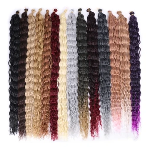 32 Zoll Synthetesch Pre-Stretched Deep Wave Crochet Hoer Yaki Ombre Braiding Hoer Héich Temperatur Fiber Extensions fir Fraen