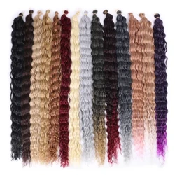 32 Inch Synthetic Pre Stretched Deep Wave Crochet Hair Yaki Ombre Braiding Hair High Temperature Fiber Extension para sa Babae